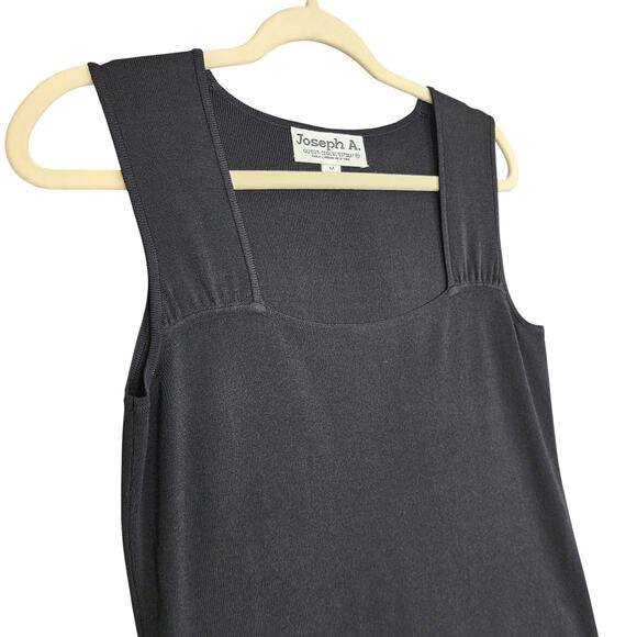 Joseph A Womens Vintage Ribbed Square Neck Tank Top Size Medium Black Stretch - Picture 2 of 8